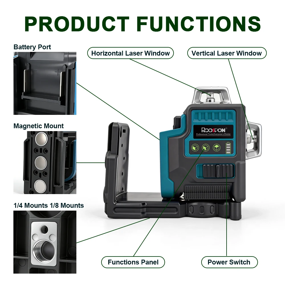 12 เส้น เลเซอร์ระดับ 360 องศา  - Laser Level Rotary บทวิจารณ์และราคา